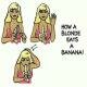 blonde eating banana